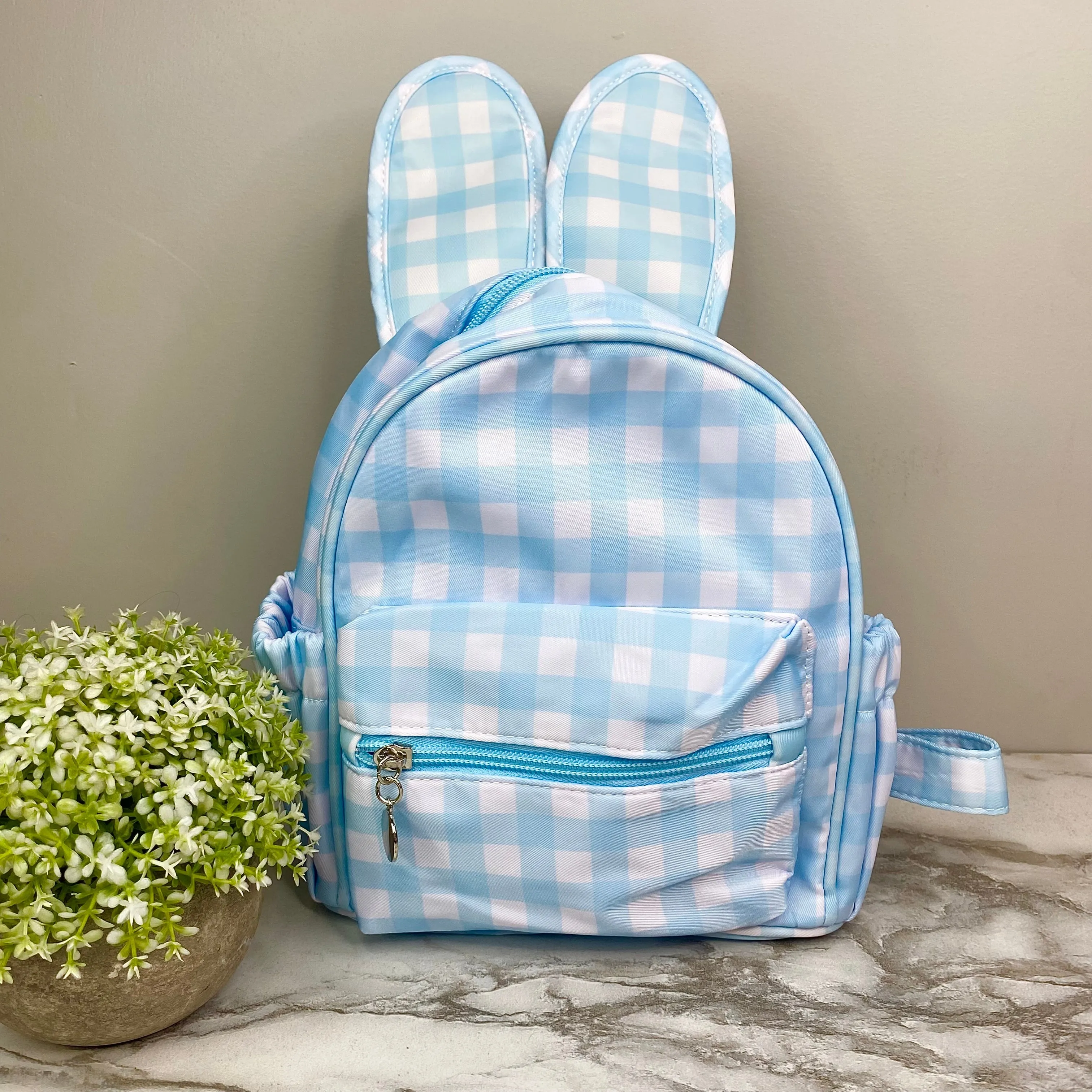 Mini Backpack - Easter - Gingham Bunny Ears - Blue