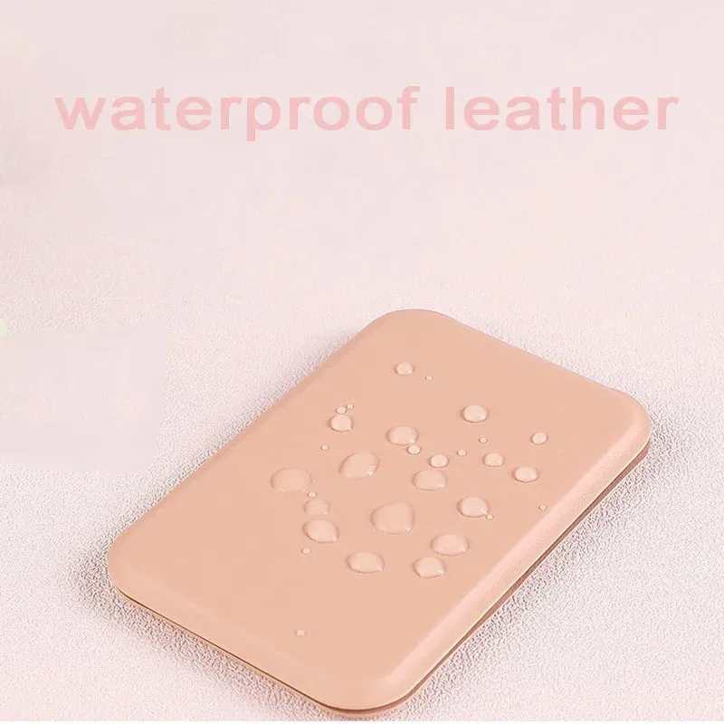 Mini Folding PU Leather Pocket Mirror – Portable Compact Makeup Mirror for Women & Men