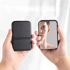 Mini Folding PU Leather Pocket Mirror – Portable Compact Makeup Mirror for Women & Men