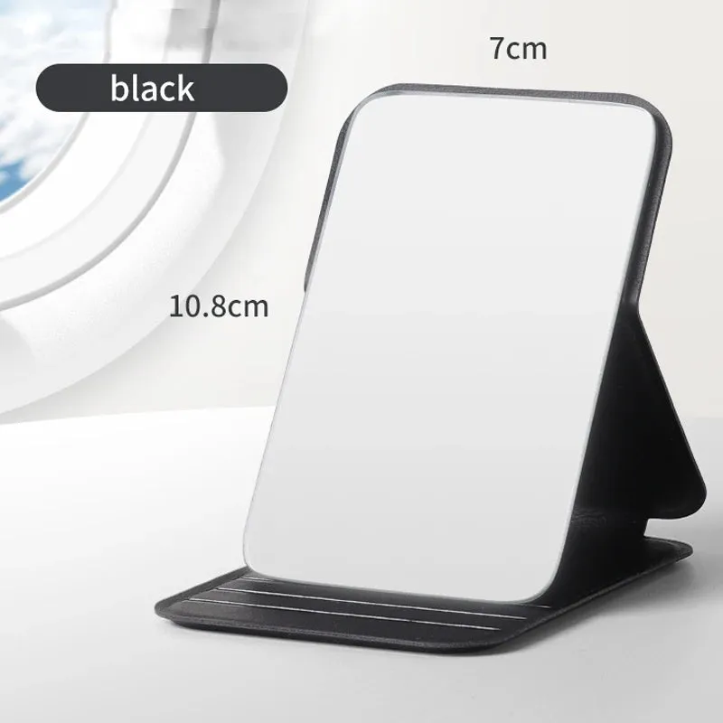 Mini Folding PU Leather Pocket Mirror – Portable Compact Makeup Mirror for Women & Men