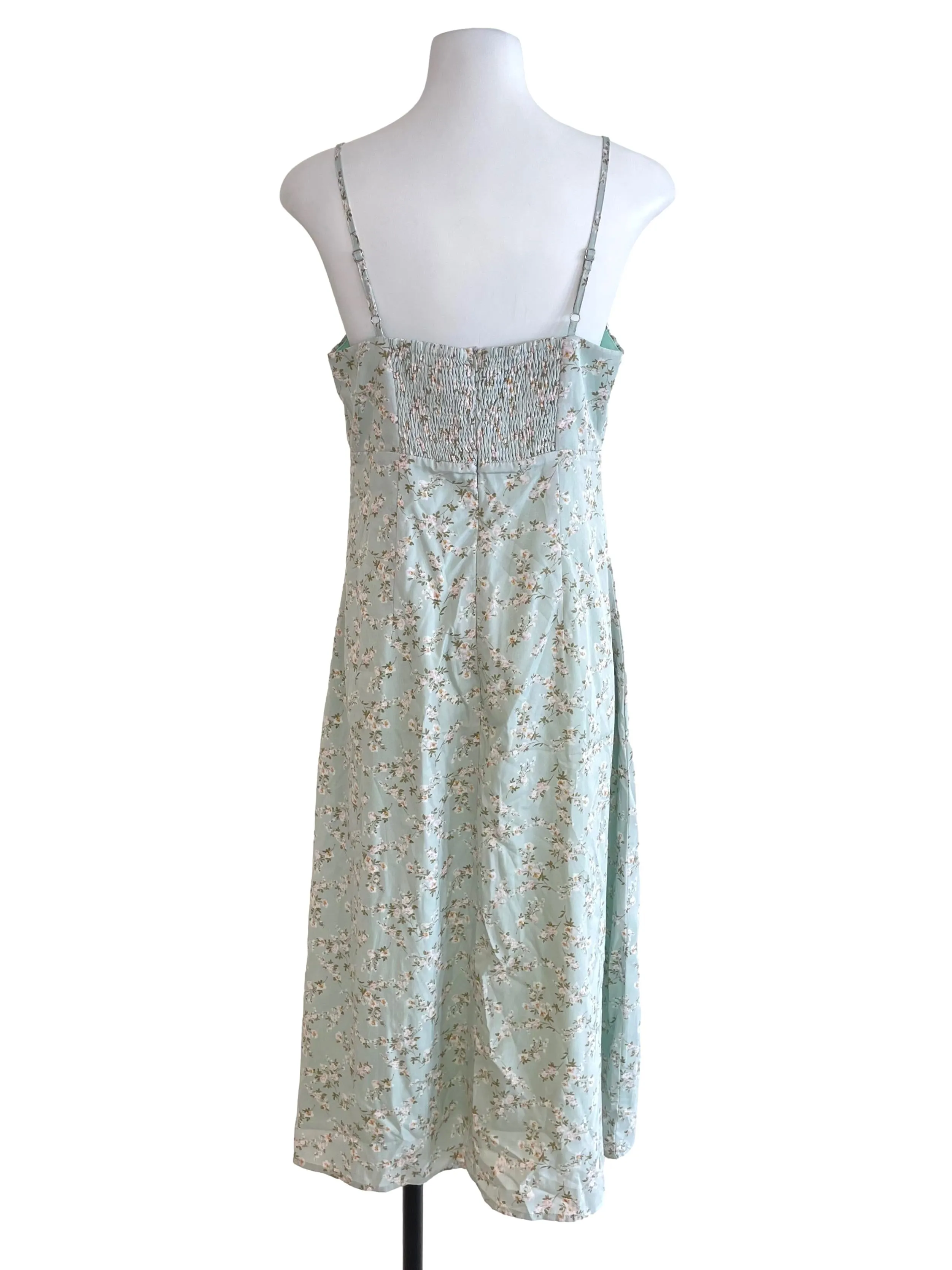 Mint Floral Front Slit Dress