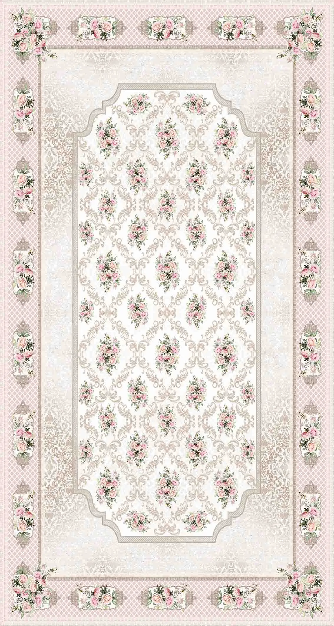 Modern Minimal Flower Design Lateks Water Resistant Washable Area Kitchen Rug