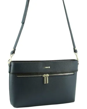 Morrissey Italian Structured Leather Cross Body Handbag (MO3028) Bag - Navy