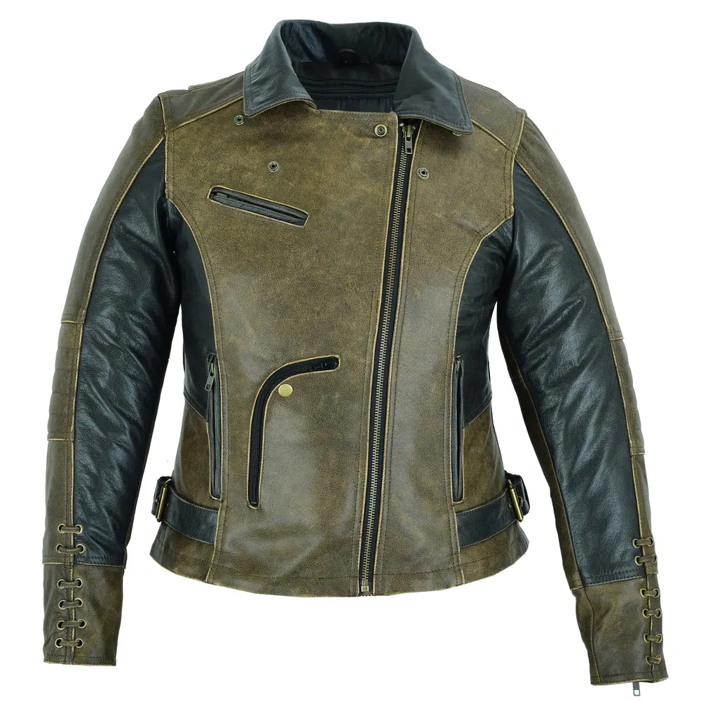 Must Ride Two-Tone Women Motorcycle Leather Jacket –  Black/Brown