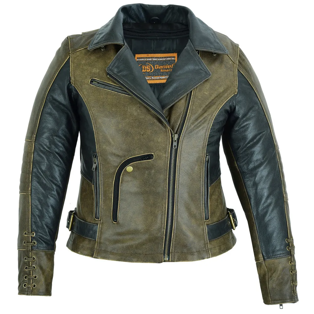 Must Ride Two-Tone Women Motorcycle Leather Jacket –  Black/Brown