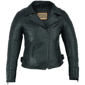 Must Ride Women Motorcycle Leather Jacket – Black