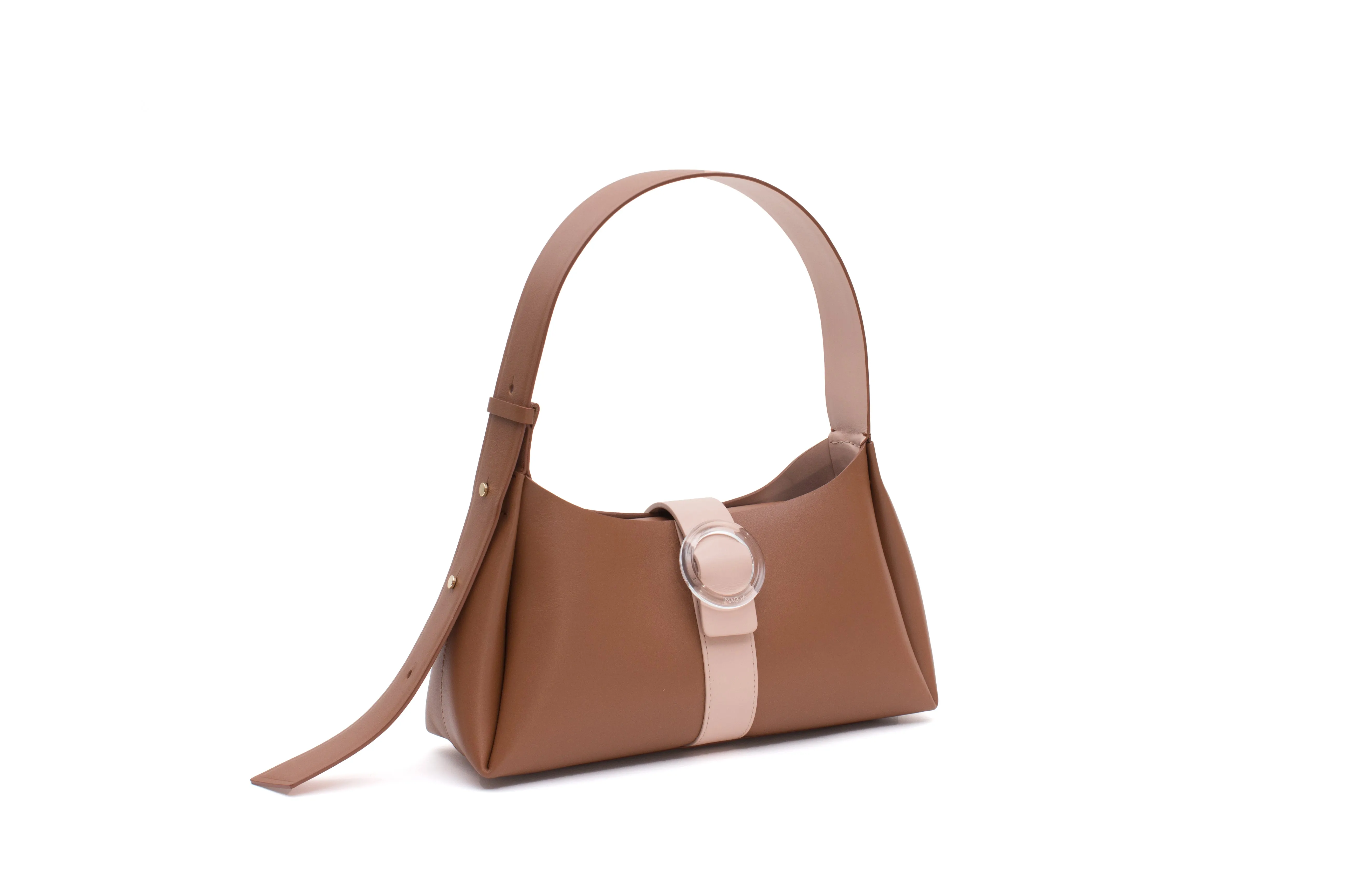 Nº47 Lucite Buckle Shoulder - Saddle   Blush
