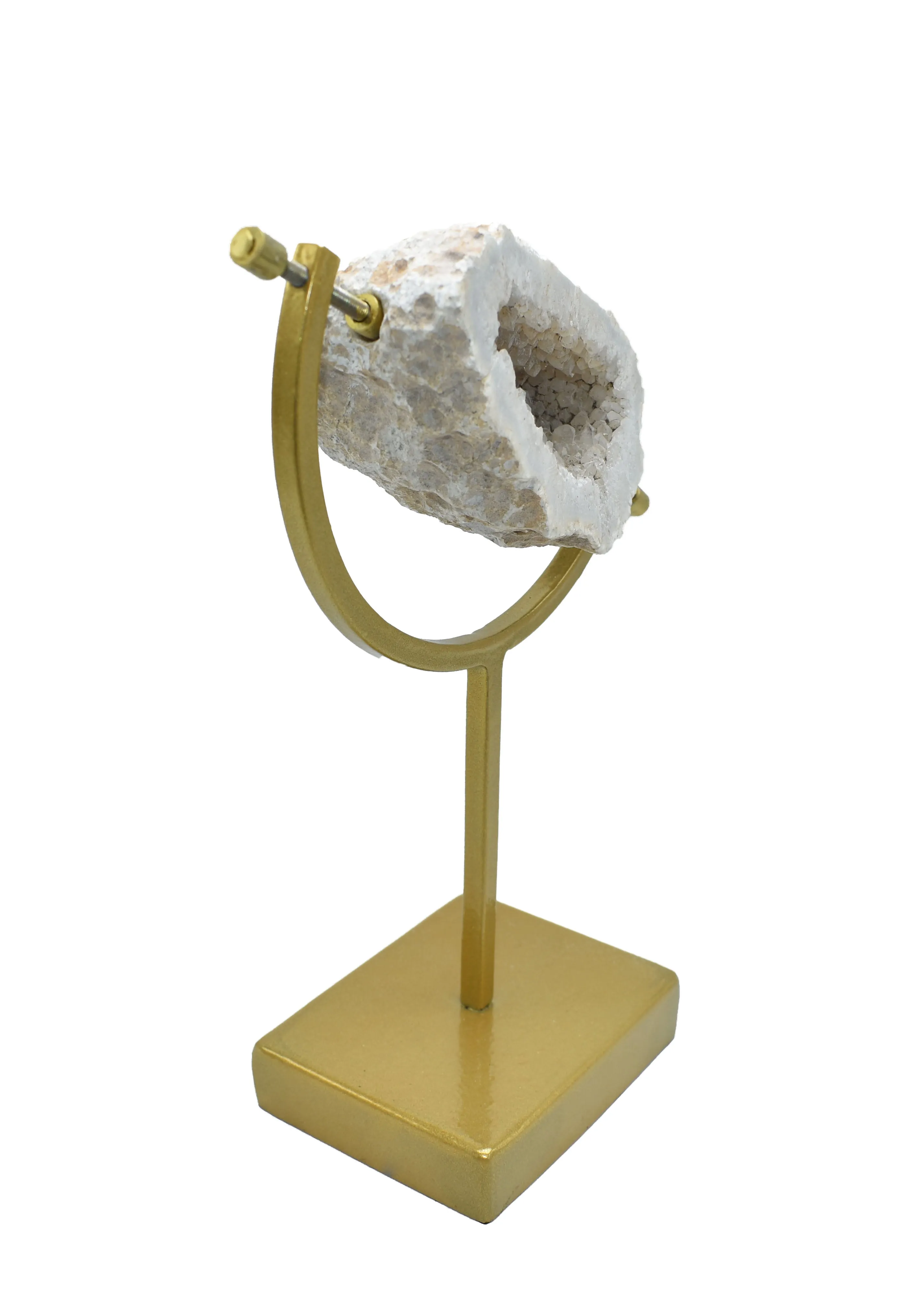 Natural Agate in Gold Caliper Stand
