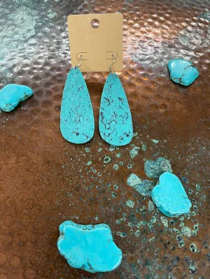 Navajo LARGE lightweight slab earrings turquoise veins