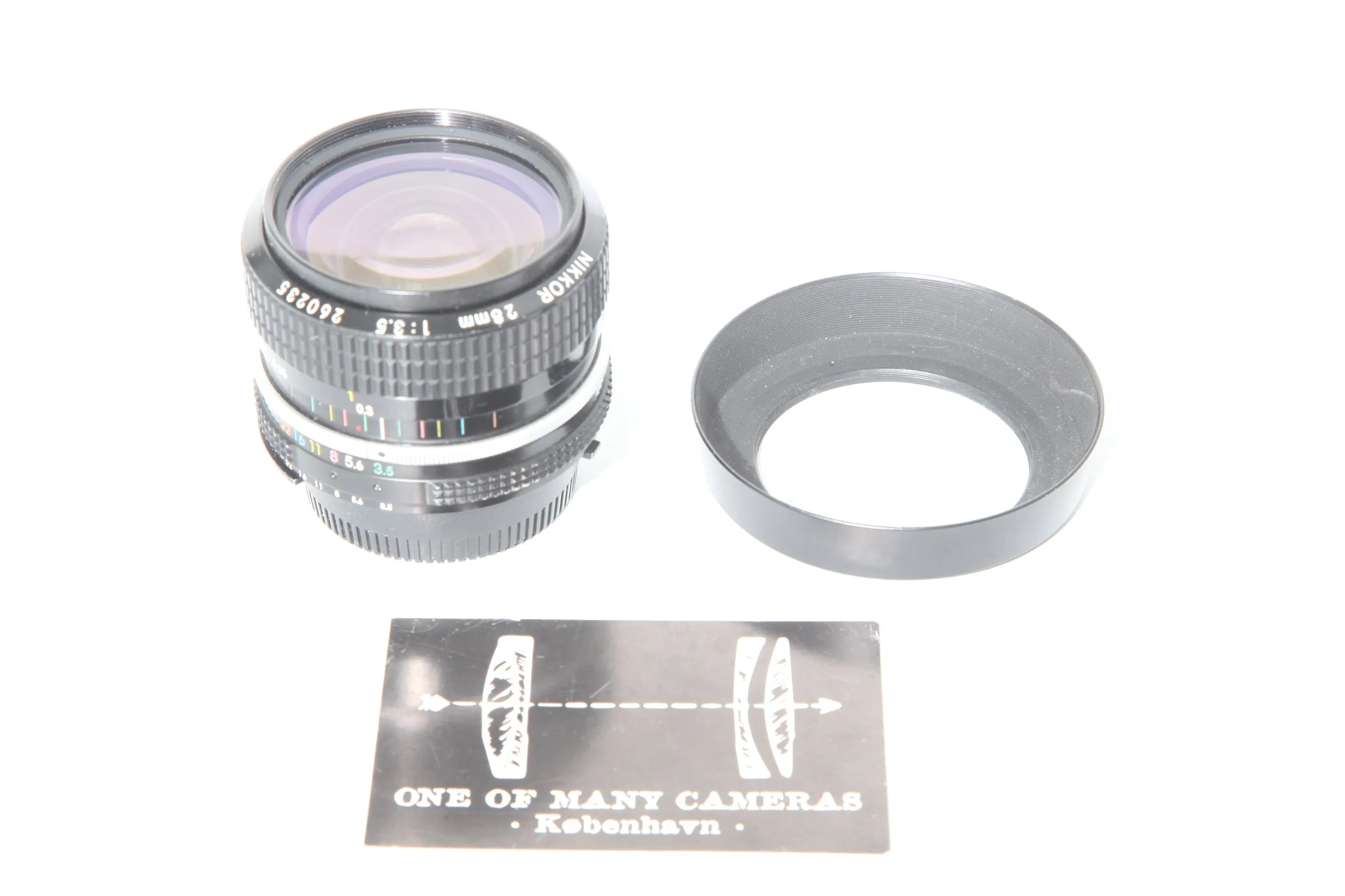 Nikon 28mm f3.5 Nikkor AI-s with hood HN-2