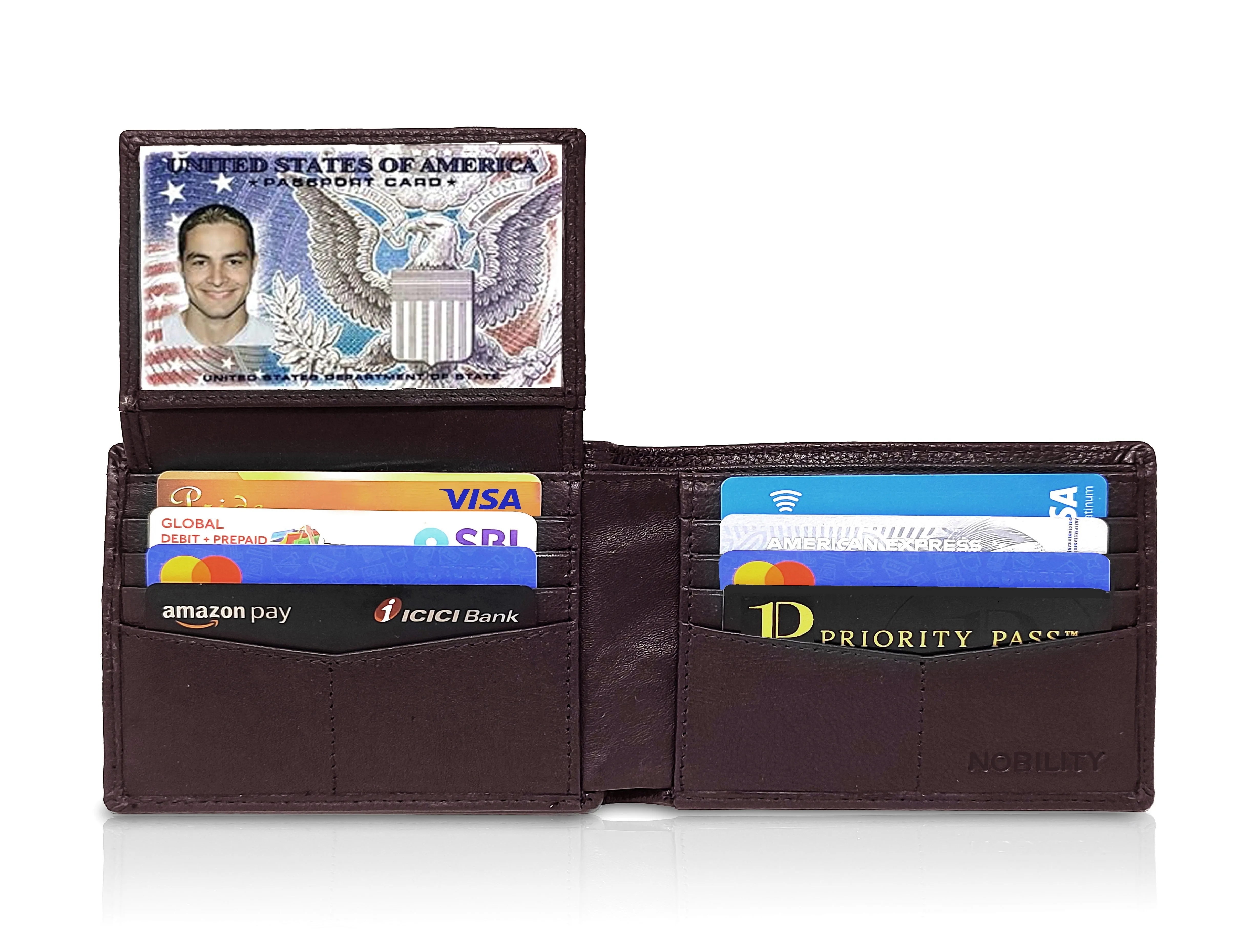 NOBILITY Wallet Brown for Men Genuine Leather RFID Blocking Bifold Stylish Wallet With 2 ID Window Gift Items