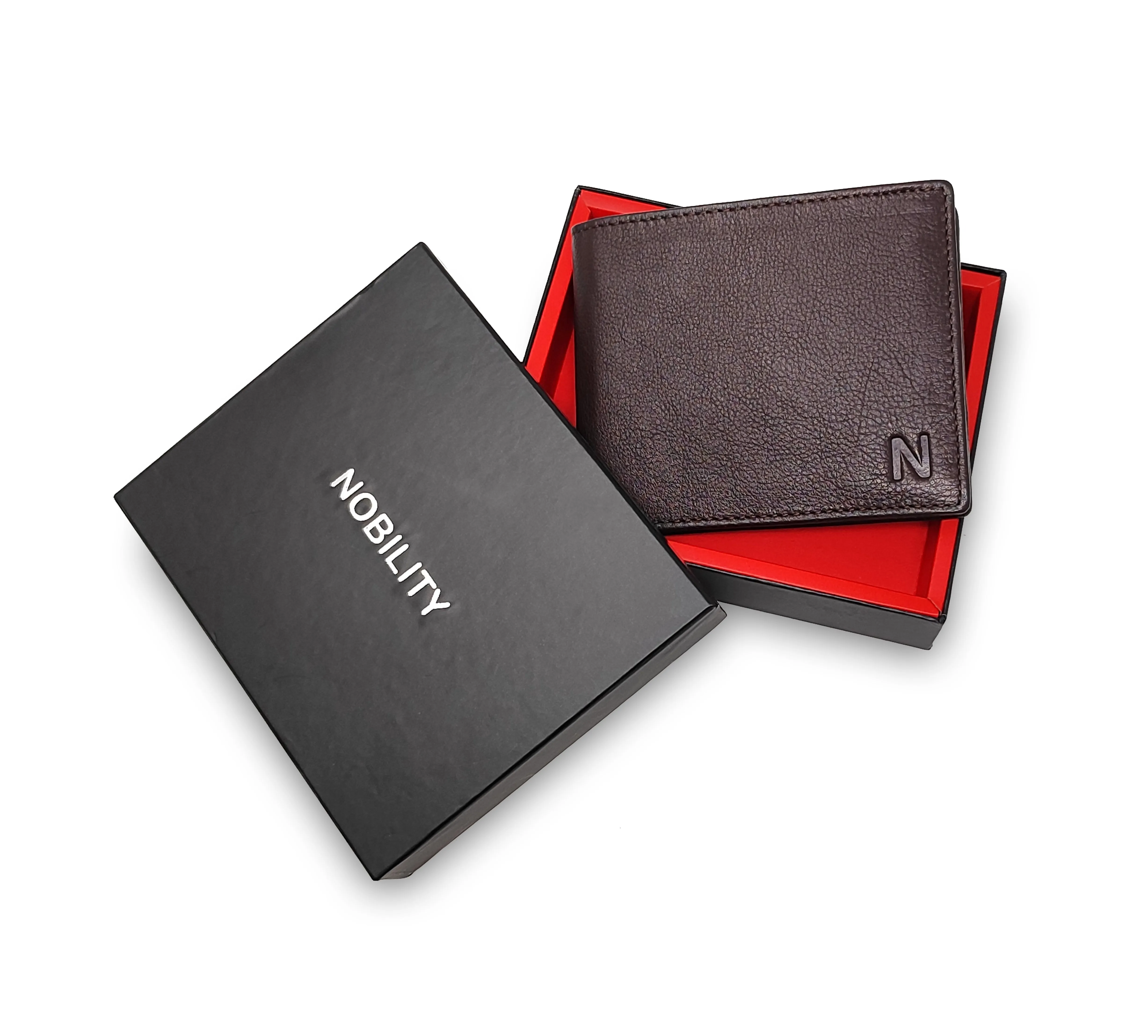 NOBILITY Wallet Brown for Men Genuine Leather RFID Blocking Bifold Stylish Wallet With 2 ID Window Gift Items