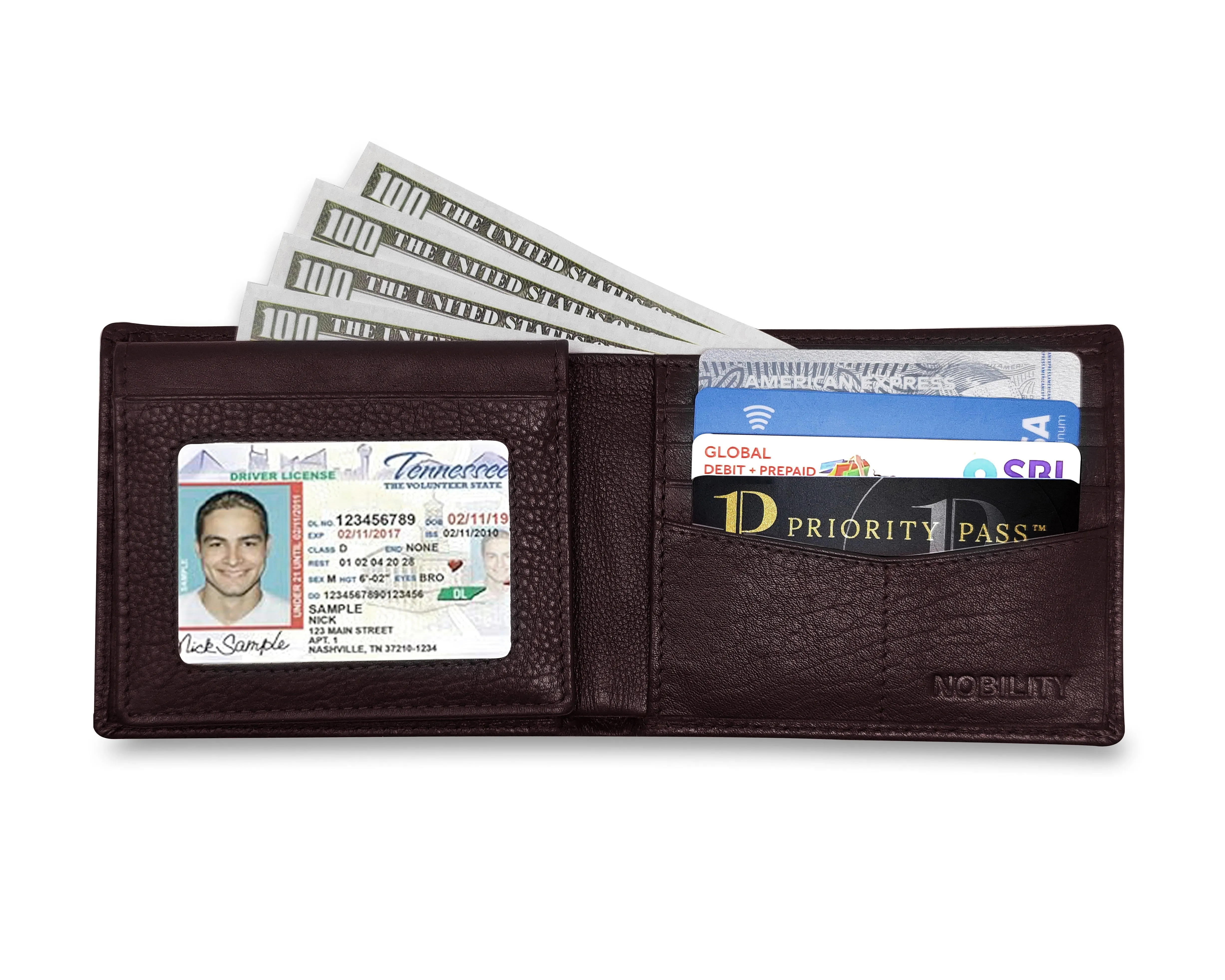 NOBILITY Wallet Brown for Men Genuine Leather RFID Blocking Bifold Stylish Wallet With 2 ID Window Gift Items