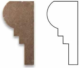 Noce Travertine Honed 2 1/2 X 12 OG-2 Chair Rail Liner Trim - 4" Sample