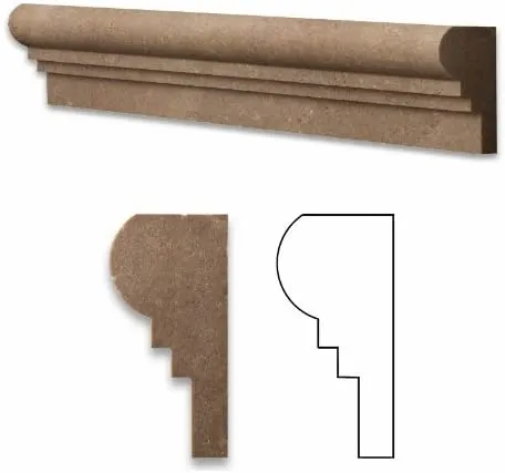 Noce Travertine Honed 2 1/2 X 12 OG-2 Chair Rail Liner Trim - 4" Sample