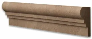 Noce Travertine Honed 2 1/2 X 12 OG-2 Chair Rail Liner Trim - 4" Sample