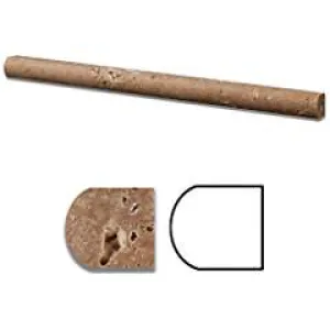 Noce Travertine Honed 3 X 12 Arch / Baldwin Trim Molding - Box of 5 pcs.