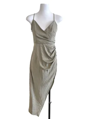 Oat Beige Satin Bodycon Dress