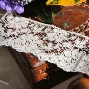 Off-White Floral Flat Lace Trim 2¼" wide