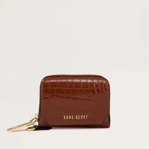 Orbit - Compact Zip Wallet - Mahogany Croco