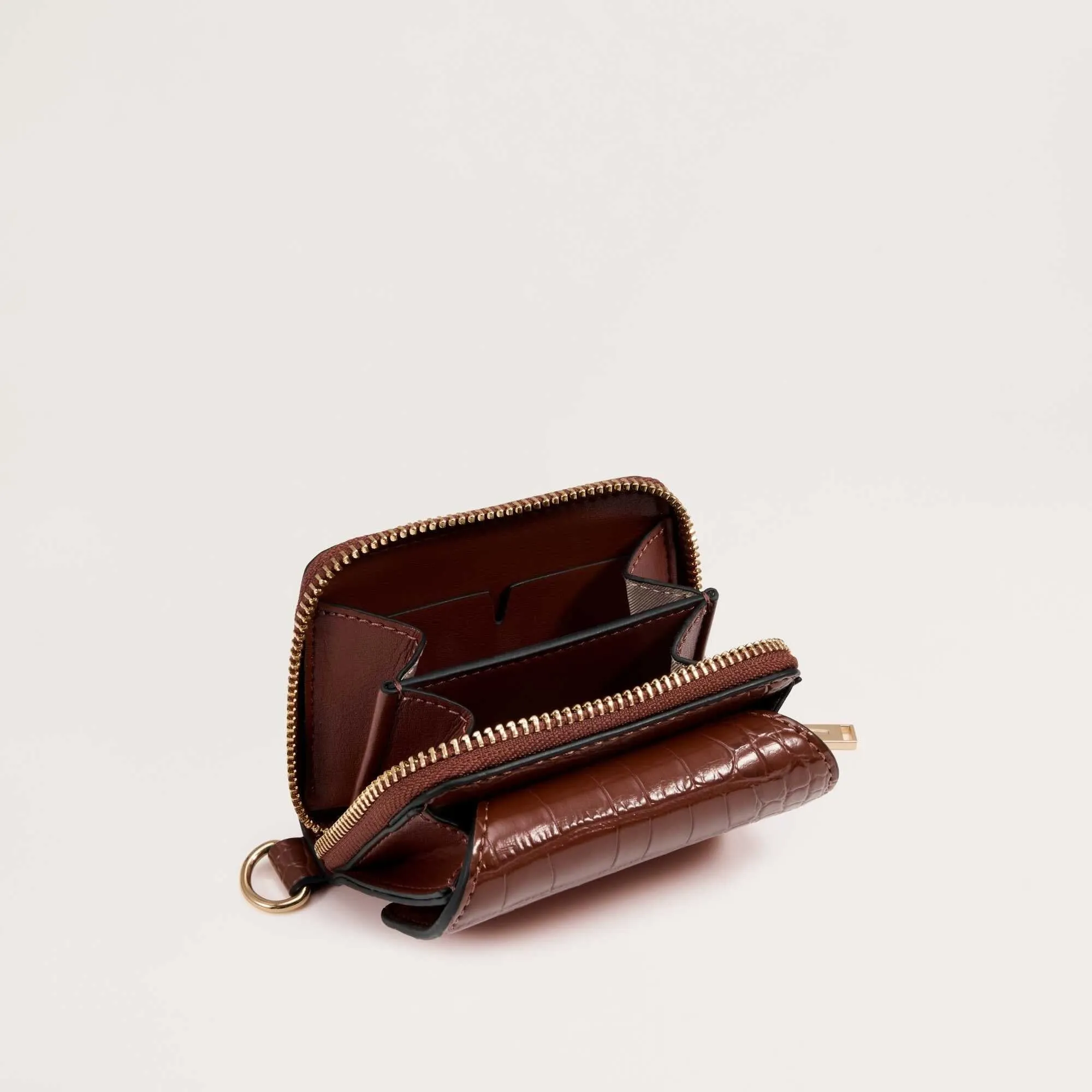 Orbit - Compact Zip Wallet - Mahogany Croco