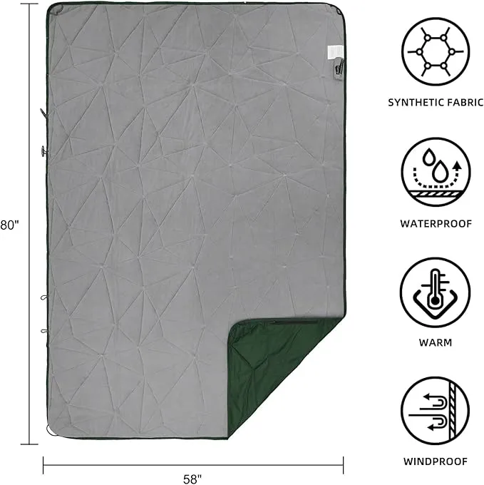 Outdoor Waterproof Blanket, Foldable Fleece Stadium Blanket for Outdoor Sports Event,Camping,Concerts, Car,Pet,Picnics -Windproof, Wearable,Machine Washable 80"x58"