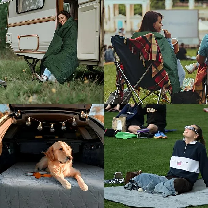 Outdoor Waterproof Blanket, Foldable Fleece Stadium Blanket for Outdoor Sports Event,Camping,Concerts, Car,Pet,Picnics -Windproof, Wearable,Machine Washable 80"x58"