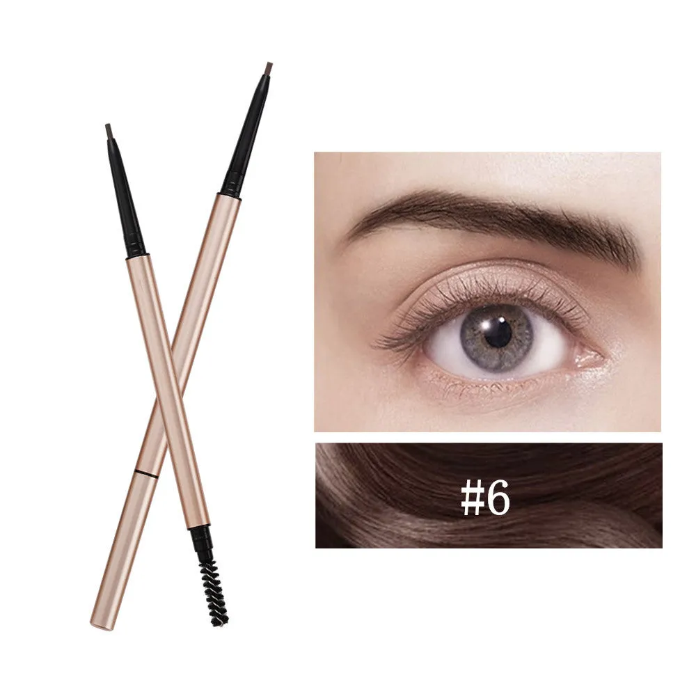 OWIIZI Double-Headed Eyebrow Pencil Automatic Waterproof Rotation Sweat-Proof 1.5mm Ultra-Fine Eyebrow Pencil