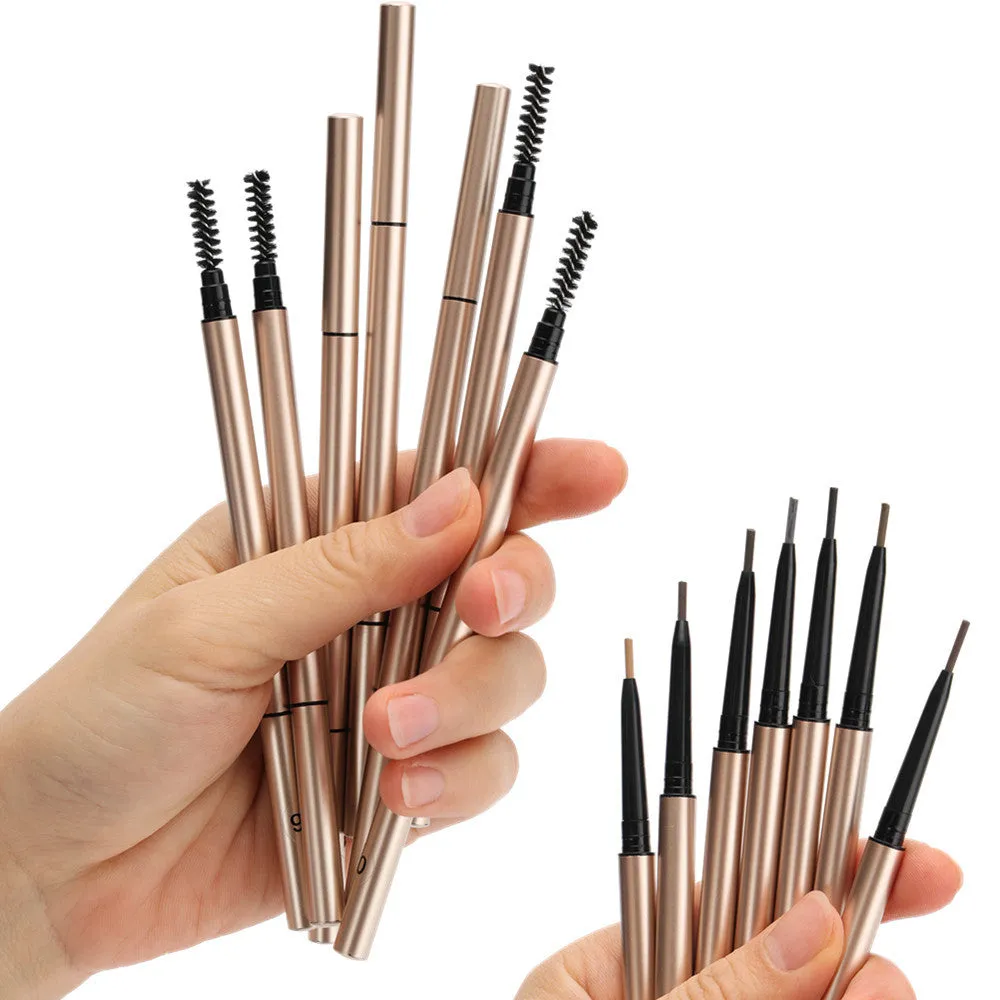 OWIIZI Double-Headed Eyebrow Pencil Automatic Waterproof Rotation Sweat-Proof 1.5mm Ultra-Fine Eyebrow Pencil