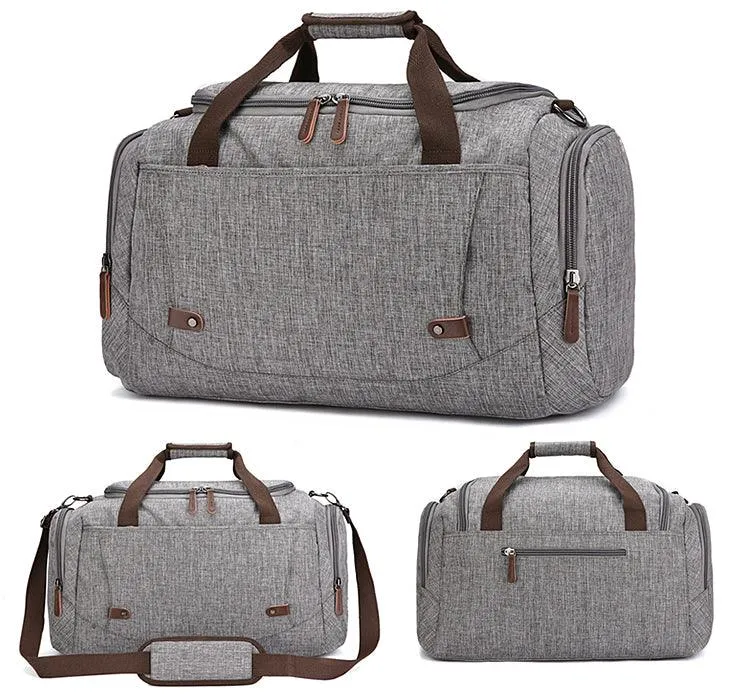 Oxford Multi Pocket Water Resistant Large Capacity Luggage Grey Bags