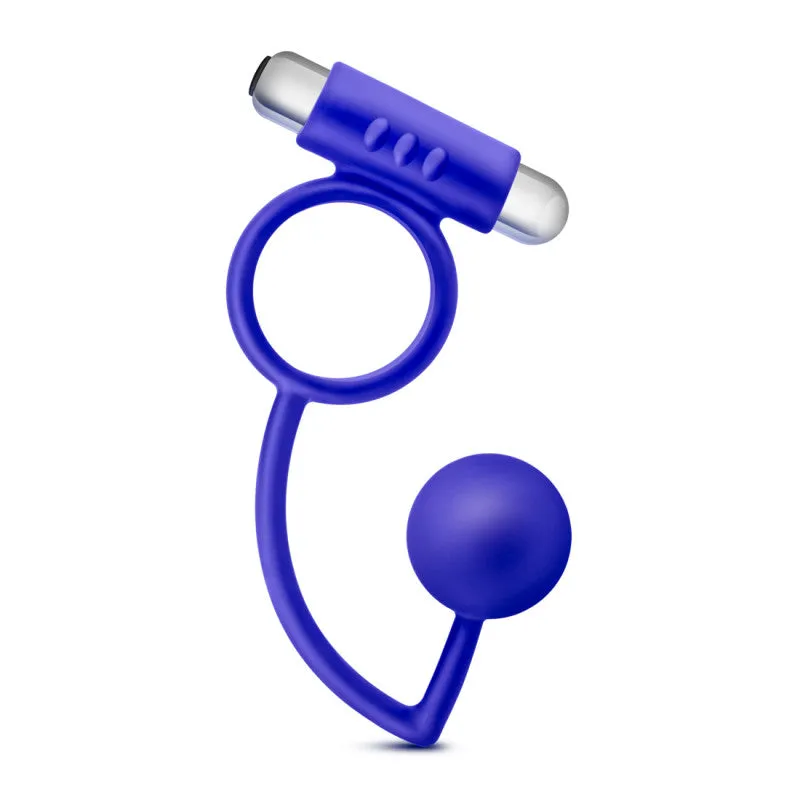 Performance Penetrator Anal Ball With Vibrating  Ring - Indigo
