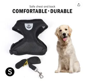 Pet Harness and Leash Set Cat and Dog Walking Soft Mesh Breathable Adjustable Vest for Kitten Puppy Dog Leash Chest Strap Pet Supplies (Size S M L XL)
