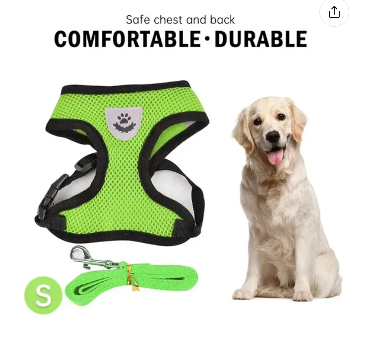 Pet Harness and Leash Set Cat and Dog Walking Soft Mesh Breathable Adjustable Vest for Kitten Puppy Dog Leash Chest Strap Pet Supplies (Size S M L XL)