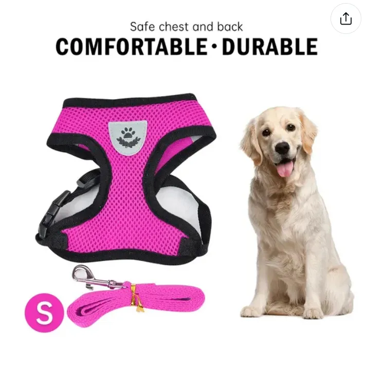Pet Harness and Leash Set Cat and Dog Walking Soft Mesh Breathable Adjustable Vest for Kitten Puppy Dog Leash Chest Strap Pet Supplies (Size S M L XL)