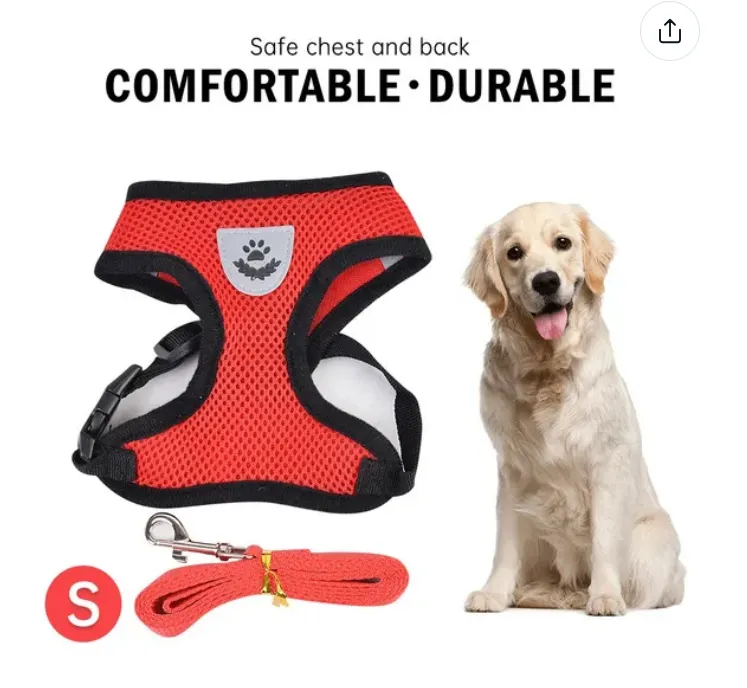 Pet Harness and Leash Set Cat and Dog Walking Soft Mesh Breathable Adjustable Vest for Kitten Puppy Dog Leash Chest Strap Pet Supplies (Size S M L XL)
