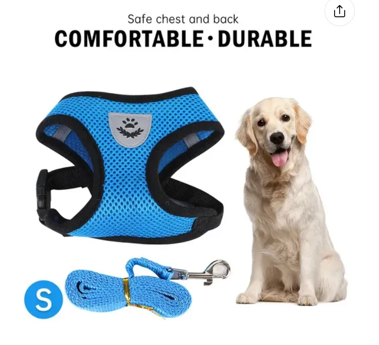 Pet Harness and Leash Set Cat and Dog Walking Soft Mesh Breathable Adjustable Vest for Kitten Puppy Dog Leash Chest Strap Pet Supplies (Size S M L XL)