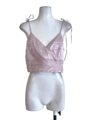 Pink Pleated Crop Top