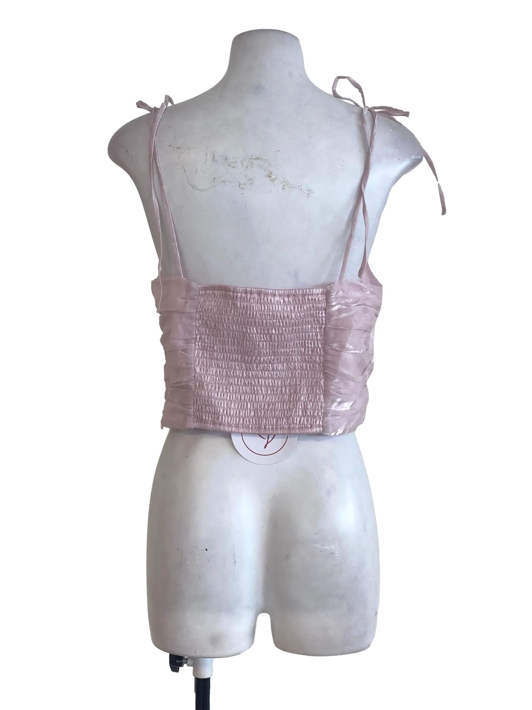 Pink Pleated Crop Top