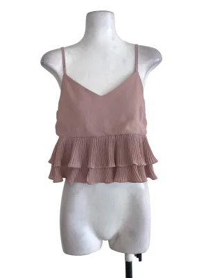 Pink Ruffle V Neck Top