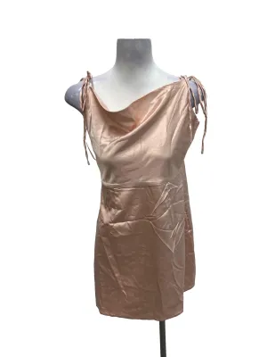 Pink Satin Cowl Neck Dress