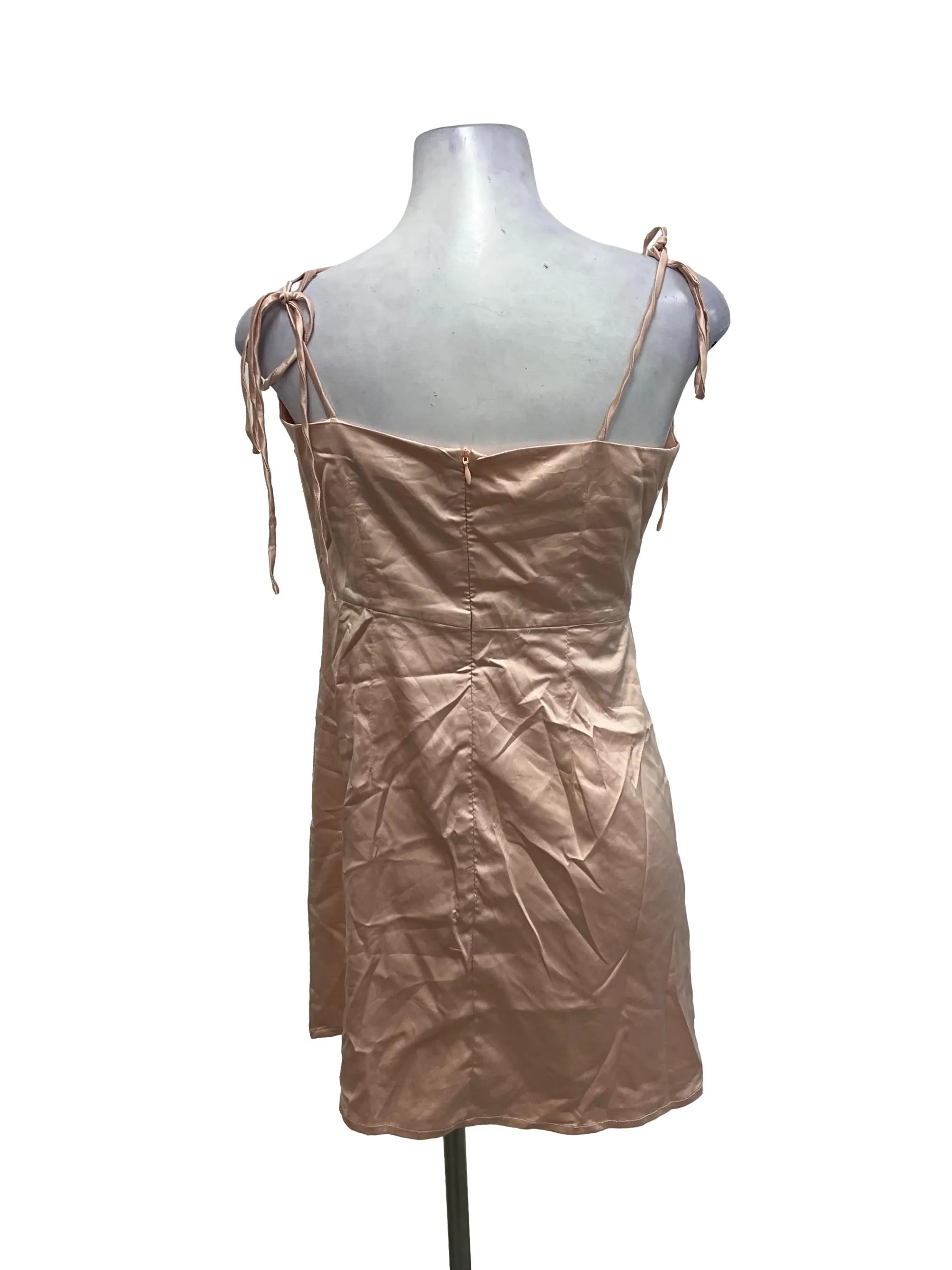 Pink Satin Cowl Neck Dress