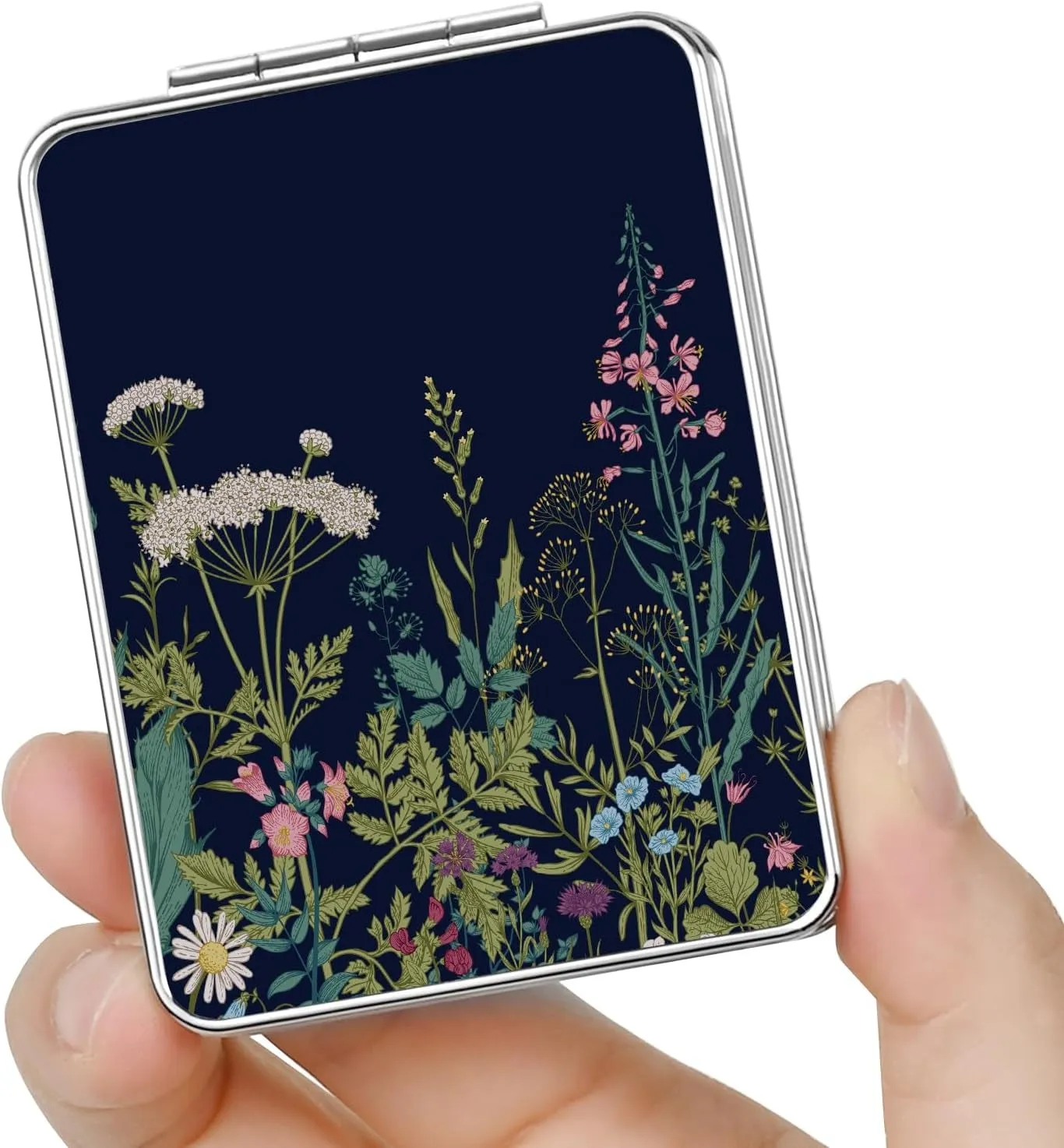 Pocket Mirror, Small Travel Mirror with Magnification, Portable Double-Sided Magnifying Cosmetic Mirror for Daily (Pink Marble)