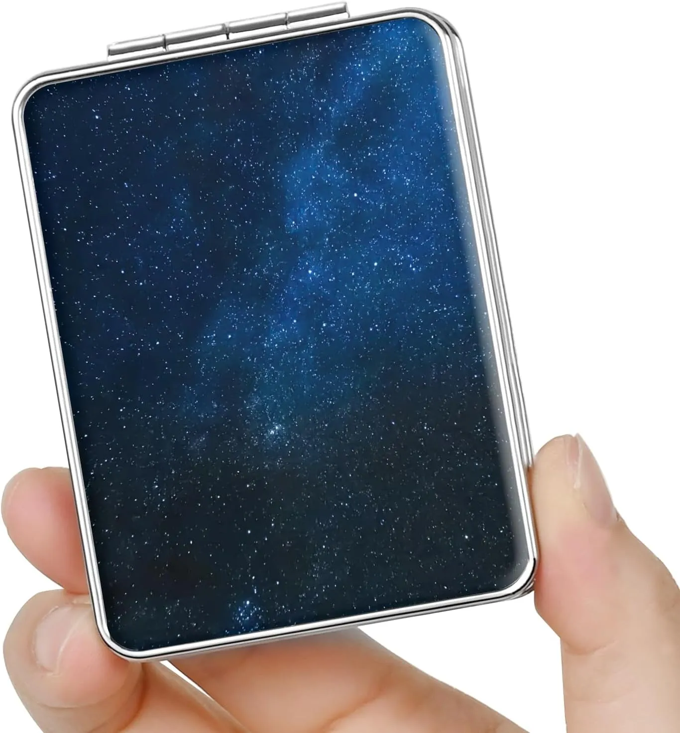 Pocket Mirror, Small Travel Mirror with Magnification, Portable Double-Sided Magnifying Cosmetic Mirror for Daily (Pink Marble)