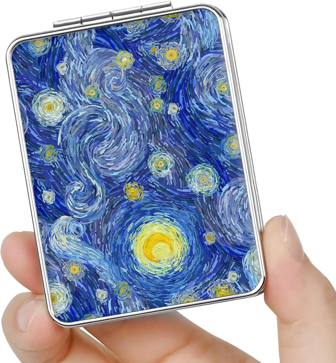 Pocket Mirror, Small Travel Mirror with Magnification, Portable Double-Sided Magnifying Cosmetic Mirror for Daily (Pink Marble)