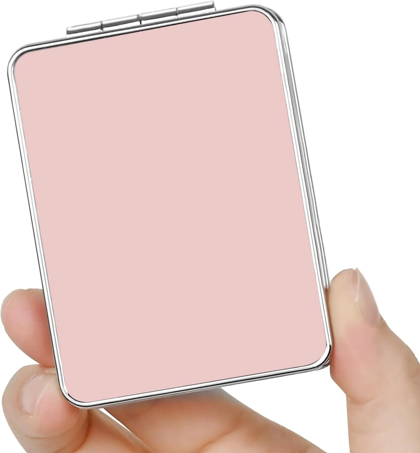 Pocket Mirror, Small Travel Mirror with Magnification, Portable Double-Sided Magnifying Cosmetic Mirror for Daily (Pink Marble)