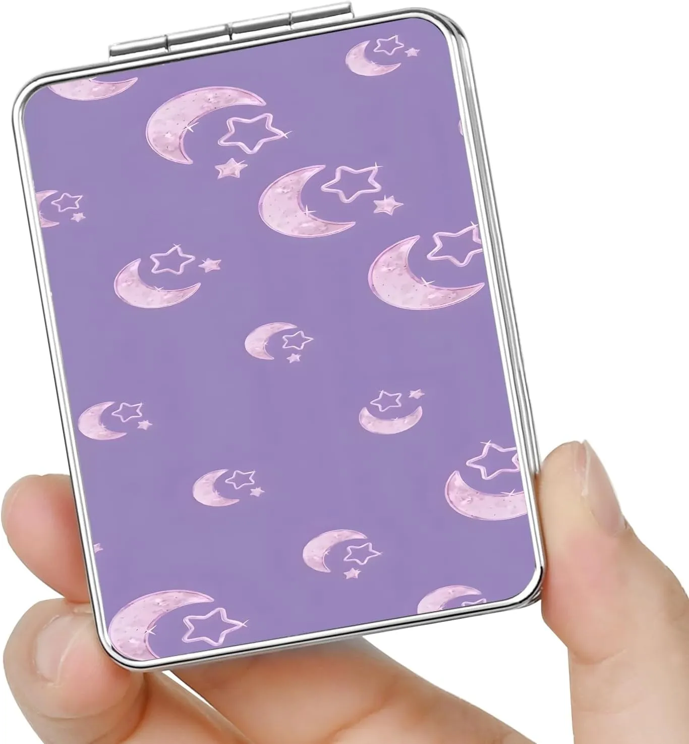Pocket Mirror, Small Travel Mirror with Magnification, Portable Double-Sided Magnifying Cosmetic Mirror for Daily (Pink Marble)