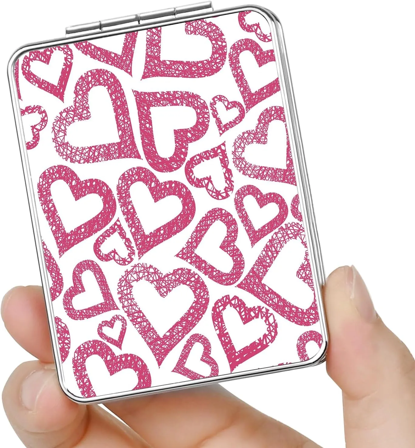Pocket Mirror, Small Travel Mirror with Magnification, Portable Double-Sided Magnifying Cosmetic Mirror for Daily (Pink Marble)