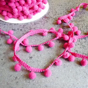 Pom Pom Fringe - Fuschia