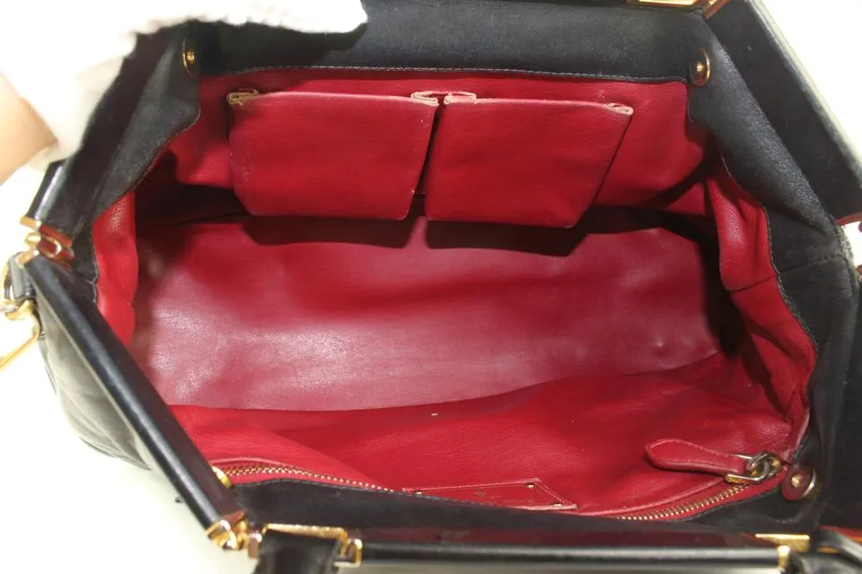 Prada Black Leather Top Handle 2way Shoulder Bag 48pr125