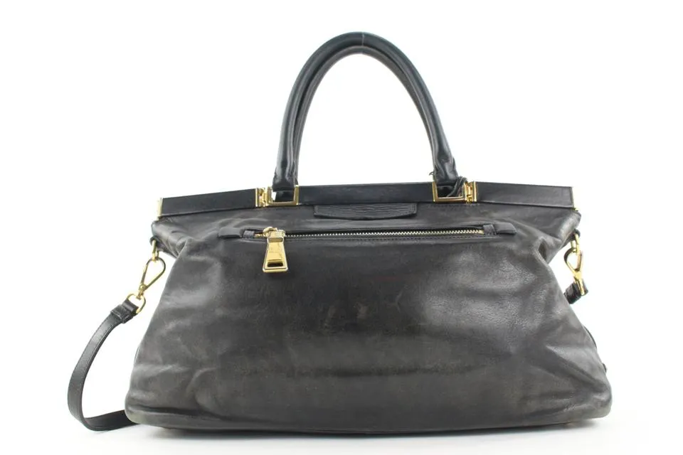 Prada Black Leather Top Handle 2way Shoulder Bag 48pr125